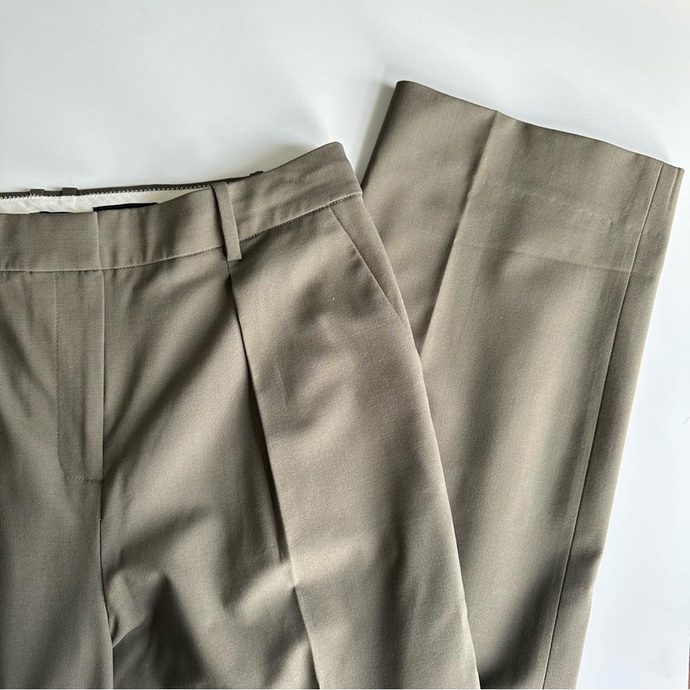 NEW J.Crew High-Rise Portia Wool Trousers Moss Green Italian Stretch 10Tall NWT